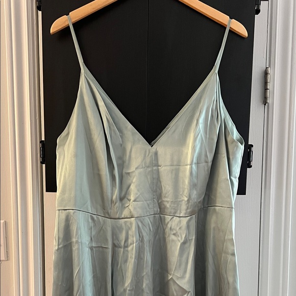 Elegant Sage Green Satin Dress - Picture 2 of 2